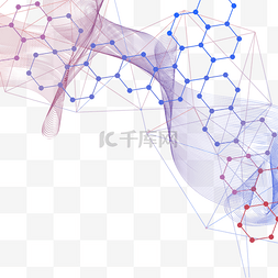 螺旋科技图片_几何分子结构抽象风格光效蓝色科