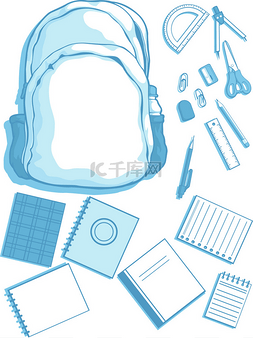 复制快捷键图片_可自定义的矢量的书包和学习用品