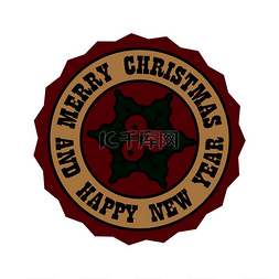 圣诞快乐，新年快乐，圆形徽章，