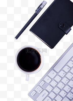 简约桌面办公键盘咖啡杯笔记本碳