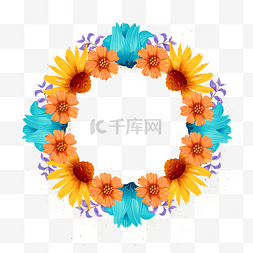 创意植物花卉图片_花环创意水彩花卉边框