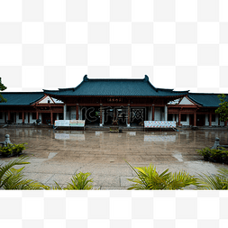 广州图片_广州花都华严寺复古建筑雨后