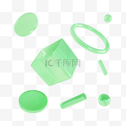 3D立体绿色电商装饰