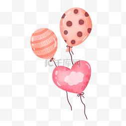 情人节粉色海报图片_气球绳子红色橙色创意图案