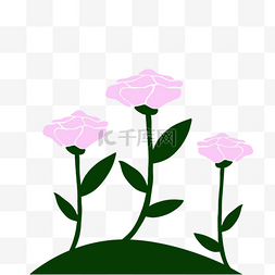 抽象花卉生长植物叶子粉色花朵