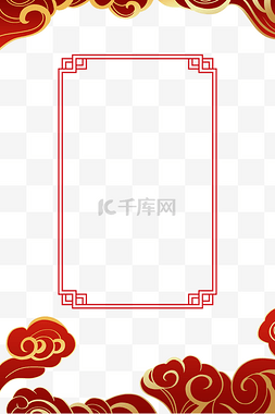 春节中式元素图片_虎年新年新春春节中式红色烫金边