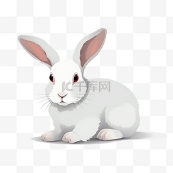 卡通兔子白色图片_一只小白兔平面卡通