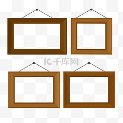 照相框图片_相框四个木制装饰照片墙棕色