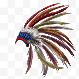 棕色黄色羽毛美洲印第安战帽