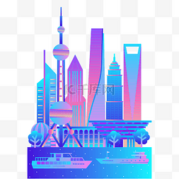 上海地标建筑图片_旅游城市上海矢量