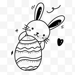 花卉兔子图片_复活节涂鸦线描风兔子