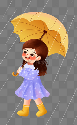 早春雨水节气女生撑伞