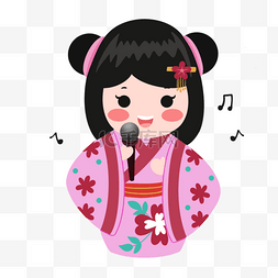 唱歌的人卡通图片_日本娃娃木芥子唱歌