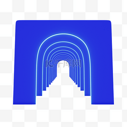 蓝色拱门图片_3DC4D立体蓝色拱门隧道