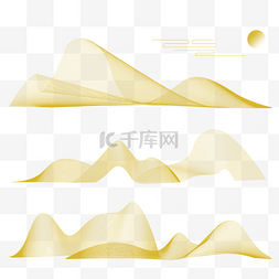 中国风山水线性金色底纹
