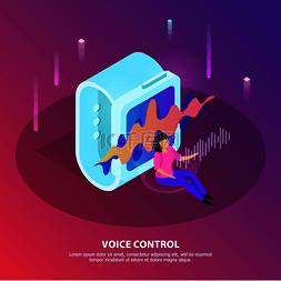 语音控制图片_语音控制背景与智能手表等距图标