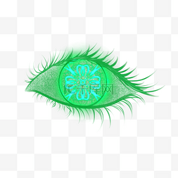 眼睛光效绿色抽象睫毛