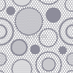灰色无缝图片_带圆圈的无缝花边图案。