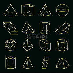 六角亭尺寸比例图片_几何形状，集合 3D，带有形状的横