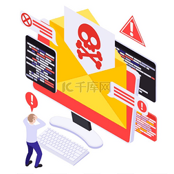 软件标志图片_带有电子邮件间谍软件和警告标志
