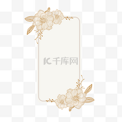 花卉边框装饰图案图片_金色线稿长方形花卉边框