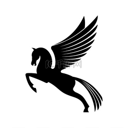 黑色神奇图片_神话中的飞马座孤立的有翼马。