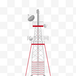 塔信号图片_信号发射塔卡通扁平风格电子通讯