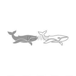 鲸鱼图标灰色套装鲸鱼图标它是灰