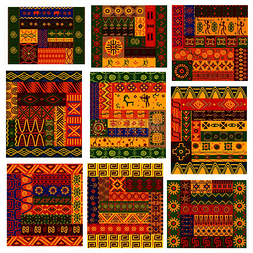 几何地毯图案图片_非洲模式矢量非洲民族饰品带有部