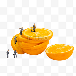 橙子水果片微距人