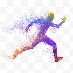奔跑的人图片_男性奔跑抽象粒子发散