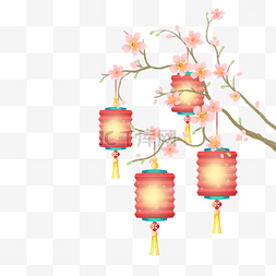 新年庆祝边框图片_越南新年桃花灯笼边框节日装饰