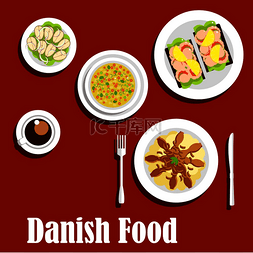 土豆图片_丹麦美食平面图标与传统土豆泥配