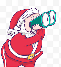 圣诞节活动图片_圣诞圣诞老人拿望远镜漫画表情包