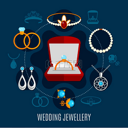 时尚优雅戒指图片_婚礼珠宝圆形组合，包括订婚戒指