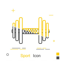 线性风格的彩色哑铃线条图标在白