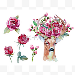 手画的鹿与花