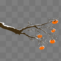 康熙天下第一福字图片_冬季冬天下雪挂雪柿子树积雪