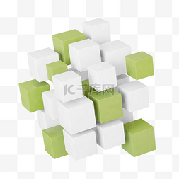 几何立体元素图片_绿色C4D立体方块立方体几何