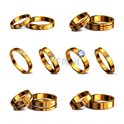 黄金结婚戒指 6 个逼真的隔离套贵