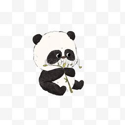 黑白竹子图片_可爱熊猫吃竹子
