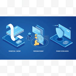3d蓝色背景图片_电子帐单、网上付款单通知、支付