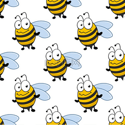 昆虫主题图片_卡通微笑彩色蜜蜂无缝主题图案方