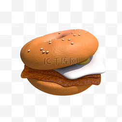 3D立体仿真汉堡美食