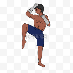 泰拳运动人物卡通风格