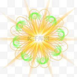 绿色光圈黄色放射光效花卉样式