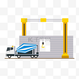 运货车图片_3d打印科技建筑水泥车插画