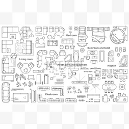 顶视图家具图片_一套家具公寓计划的顶视图。公寓