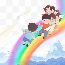 卡通儿童节云朵飞机主题