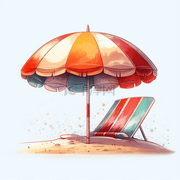 太阳伞图片_夏日沙滩躺椅卡通元素